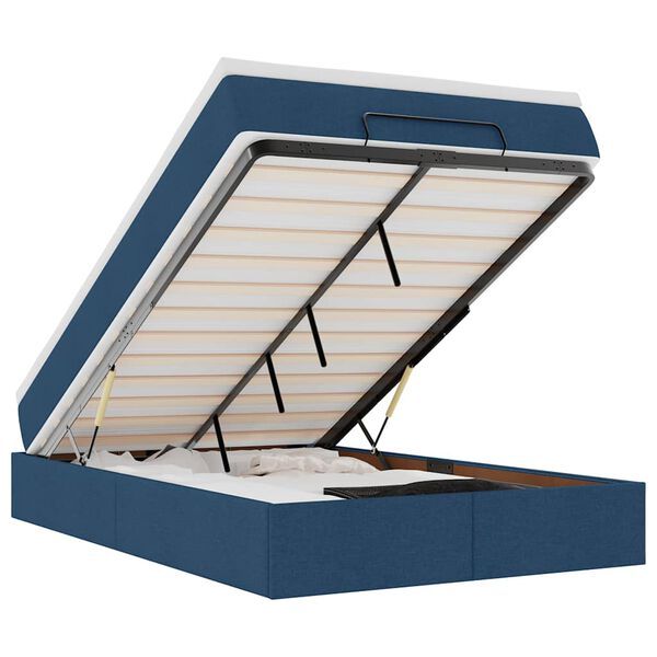 vidaXL Osmaņu gultas rāmis ar matrača zils 120x200 cm audums