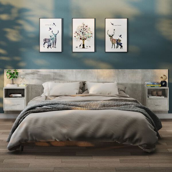 vidaXL sienas naktsskapī&scaron;i, 2 gab., betona pelēki