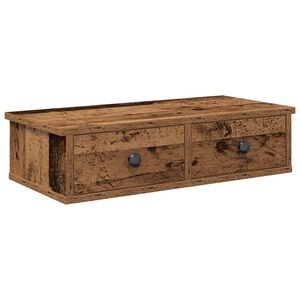 vidaXL sienas plaukts ar atvilktnēm veca koka 60x28x15 cm
