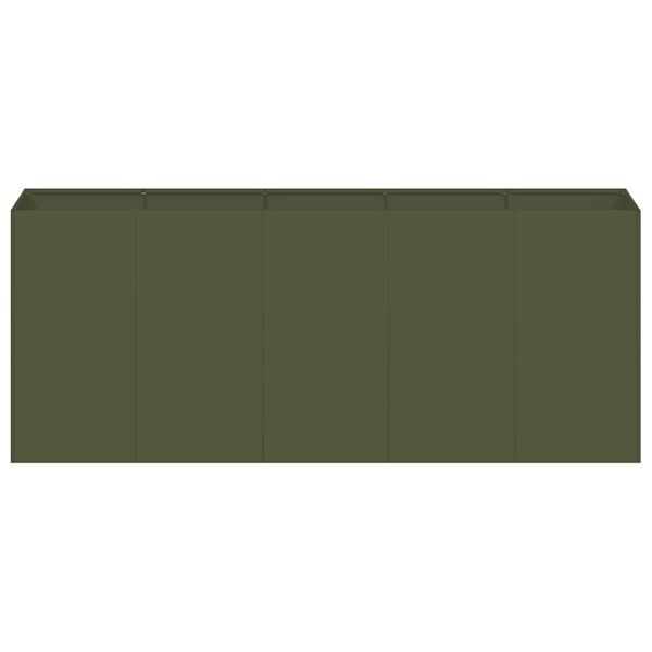 vidaXL puķu kaste, olīvzaļa, 200x40x80 cm, auksti velmēts tērauds