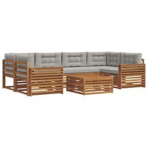 vidaXL Āra dīvānu komplekts ar spilvenu 7 pcs Dabīgs un gai&scaron;i pelēks