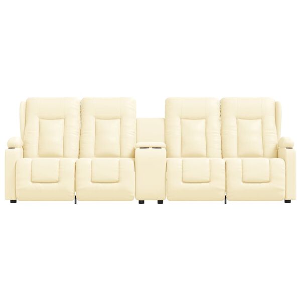 vidaXL četrvietīgs masāžas krēsls ar glāžu turētāju, bē&scaron;a mākslīgā āda