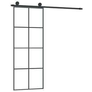 vidaXL bīdāmās durvis ar stiprinājumiem, stikls, alumīnijs, 76x205 cm