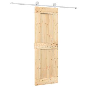 vidaXL Slīdo&scaron;ās durvis Dabisks un balts 70 x 210 cm Cieta priedes koks