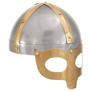 vidaXL vikingu bruņucepure, replika, sudraba krāsas tērauds
