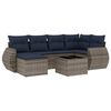 vidaXL 7-daļīgs dārza dīvānu komplekts ar spilveniem, pelēks PE pinums