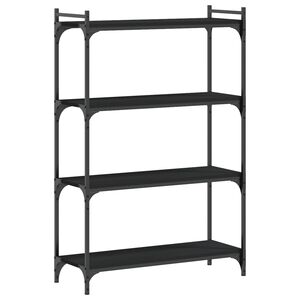 vidaXL grāmatu plaukts, 4 līmeņi, melns, 80x30x120 cm, koks