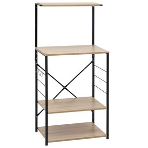 vidaXL virtuves plaukts, melns, ozola, 60x39,6x123 cm, koks