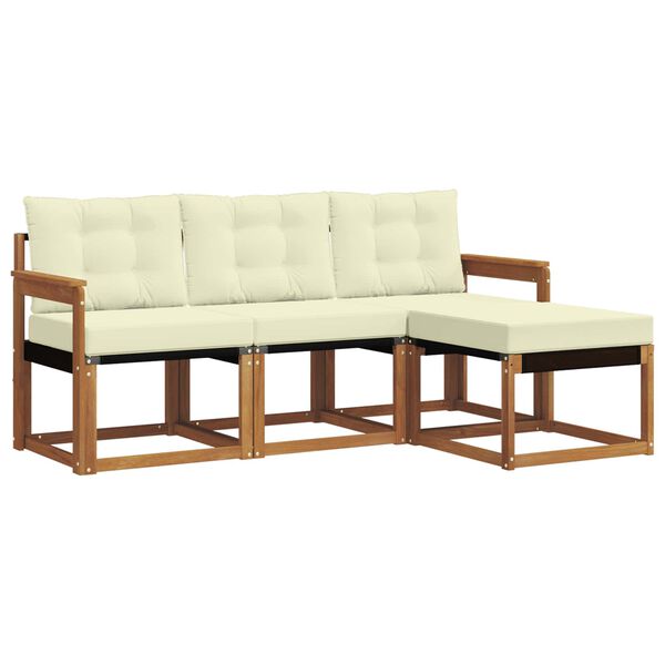 vidaXL Āra dīvānu komplekts ar spilvenu 4 pcs Dabisks un krējuma