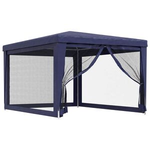 vidaXL svinību telts, ar 4 sieta sienām, 3x4 m, zila, HDPE