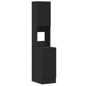 vidaXL virtuves skapītis, melns, 35x50x180 cm, inženierijas koks