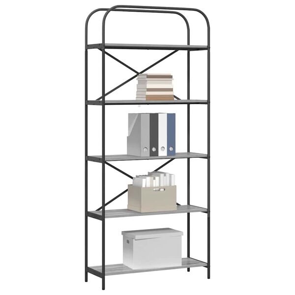 vidaXL Grāmatu plaukts Pelēks Sonoma 80 x 30 x 183 cm