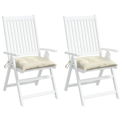 vidaXL dārza krēslu spilveni, 2 gab., krēmbalti, 40x40x7 cm, audums