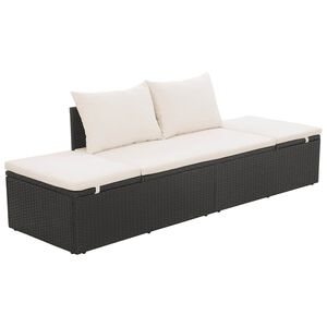 vidaXL dārza gulta, melna, 195x60 cm, PE rotangpalma