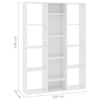 vidaXL istabas aizslietnis/grāmatu plaukts, 100x24x140 cm, balts