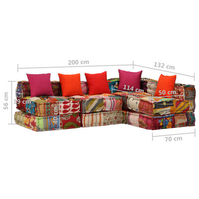 vidaXL sešpadsmitdaļīgs dīvānu komplekts, audums, tekstilmozaīka