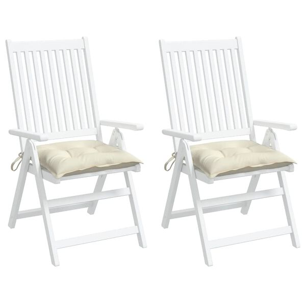 vidaXL dārza krēslu spilveni, 2 gab., krēmbalti, 50x50x7 cm, audums