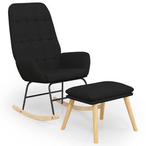 vidaXL &scaron;ūpuļkrēsls ar kājsoliņu, melns audums