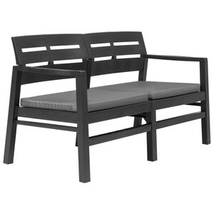 vidaXL dārza sols ar spilveniem, 133 cm, plastmasa, antracītpelēks