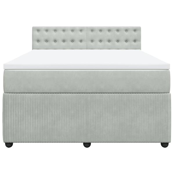 vidaXL atsperu gulta ar matraci, gai&scaron;i pelēka samts, 160x200 cm