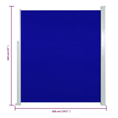vidaXL izvelkama sānu markīze, 160x300 cm, zila
