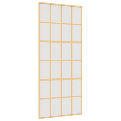 vidaXL bīdāmās durvis, zeltainas, 90x205 cm, ESG stikls un alumīnijs