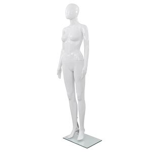 vidaXL sievie&scaron;u manekens, pilna auguma, stikla pamatne, 175 cm, balts