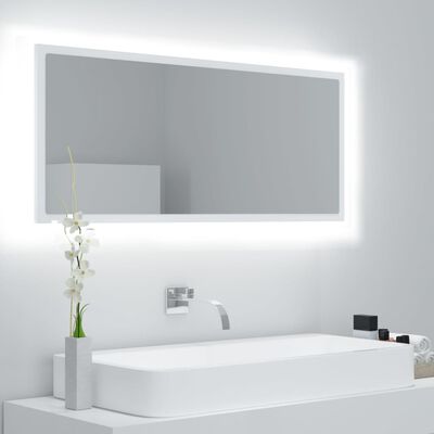 vidaXL vannasistabas spogulis, LED, balts, 100x8,5x37 cm, akrils