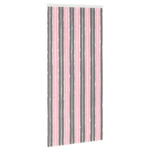 vidaXL Kukaiņu aizkars no &scaron;enila Sudraba pelēks un rozā 90 x 200 cm