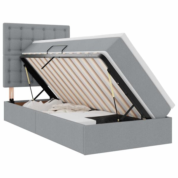 vidaXL Gulta ar uzglabā&scaron;anas vietu un matraci Gai&scaron;i pelēks 90 x 190 cm