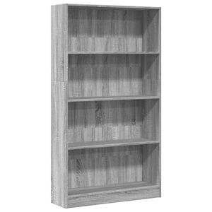 vidaXL grāmatu plaukts, pelēka koka, 80x24x143 cm, inženierijas koks