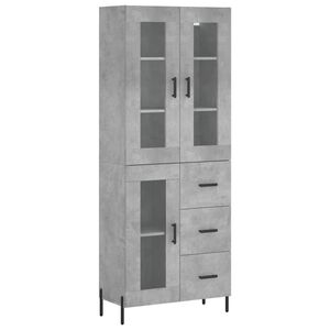 vidaXL augstais skapis, pelēks, 69,5x34x180 cm, inženierijas koks