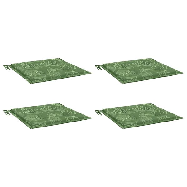 vidaXL dārza krēslu matrači, 4 gab., 40x40x4 cm, audums, lapu apdruka
