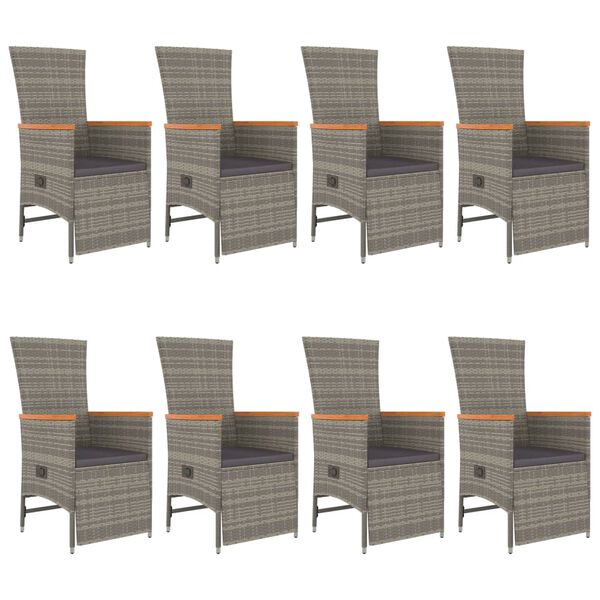 vidaXL 9-daļīgs dārza mēbeļu komplekts ar matračiem, PE rotangpalma