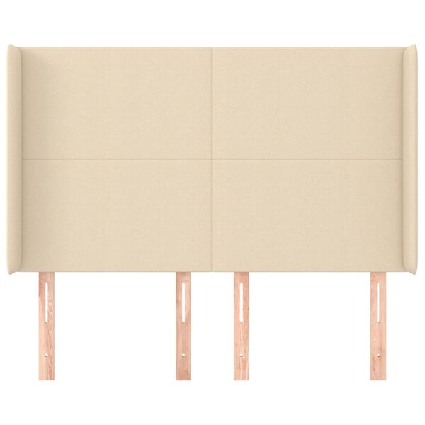 vidaXL galvgalis ar malām, 147x16x118/128 cm, krēmkrāsas audums