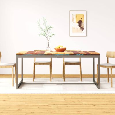 vidaXL virtuves galds, 180 cm, pārstrādāts masīvs rožkoks un tērauds