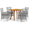 vidaXL 5-daļīgs dārza mēbeļu komplekts, pelēks