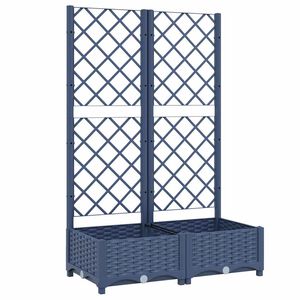 vidaXL dārza puķu kaste ar režģi, zili pelēka, 80x40x121,5 cm, polipropilēns (PP)