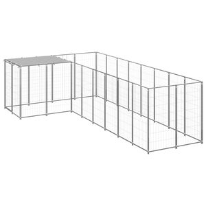 vidaXL suņu voljērs, sudraba krāsa, 6,05 m&sup2;, tērauds
