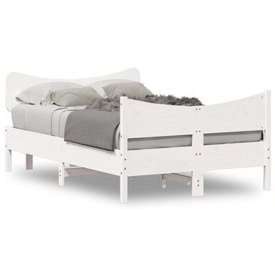 vidaXL gultas rāmis ar galvgali, balts, 120x190 cm, priedes masīvkoks