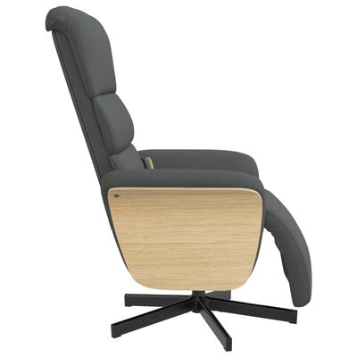 vidaXL masāžas atpūtas krēsls ar kāju balstu, tumši pelēks audums
