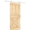 vidaXL Slīdo&scaron;ās durvis Dabisks un balts 90 x 210 cm Cieta priedes koks
