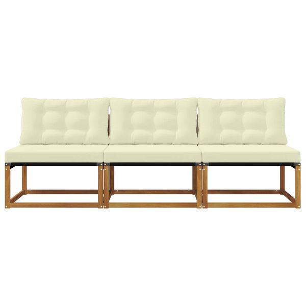 vidaXL 3 Gabals Āra vidējā dīvāns Cietā akācijas koks Dabiska