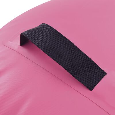 vidaXL piepūšams vingrošanas rullis ar pumpi, 120x75 cm, rozā PVC