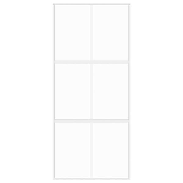 vidaXL bīdāmās durvis, baltas, 90x205 cm, rūdīts stikls un alumīnijs