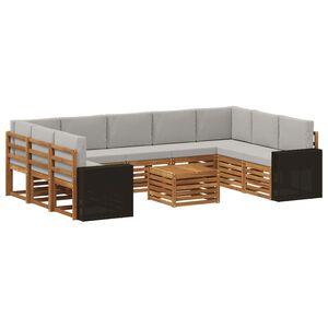 vidaXL Dīvāna komplekti ar spilvenu 10 pcs Dabīga un gai&scaron;i pelēka
