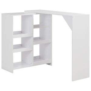 vidaXL bāra galds ar pārvietojamu plauktu, 138x39x110 cm, balts