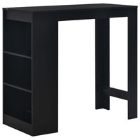 vidaXL bāra galds ar plauktu, melns, 110x50x103 cm