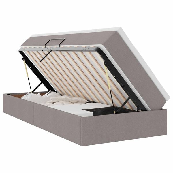 vidaXL Gulta ar uzglabā&scaron;anas vietu un matraci Pelēkbrūna 90 x 200 cm