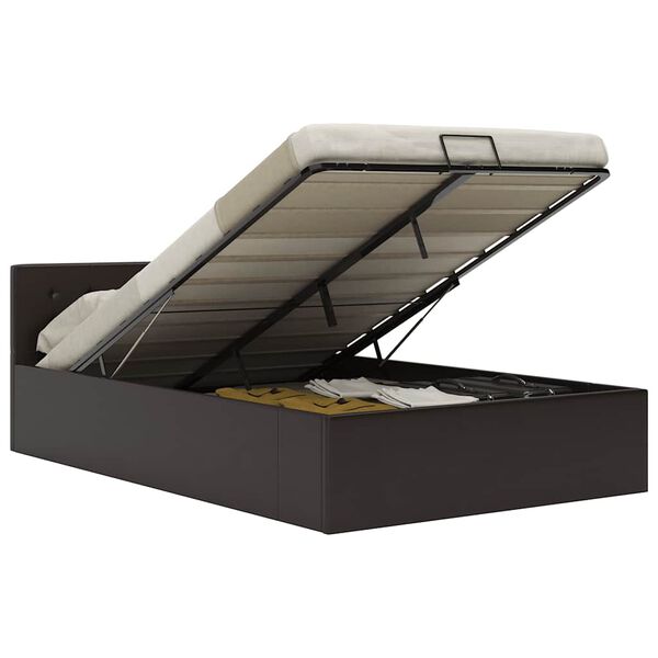 vidaXL gulta, hidraulikas mehānisms, pelēka mākslīgā āda, 120x200 cm